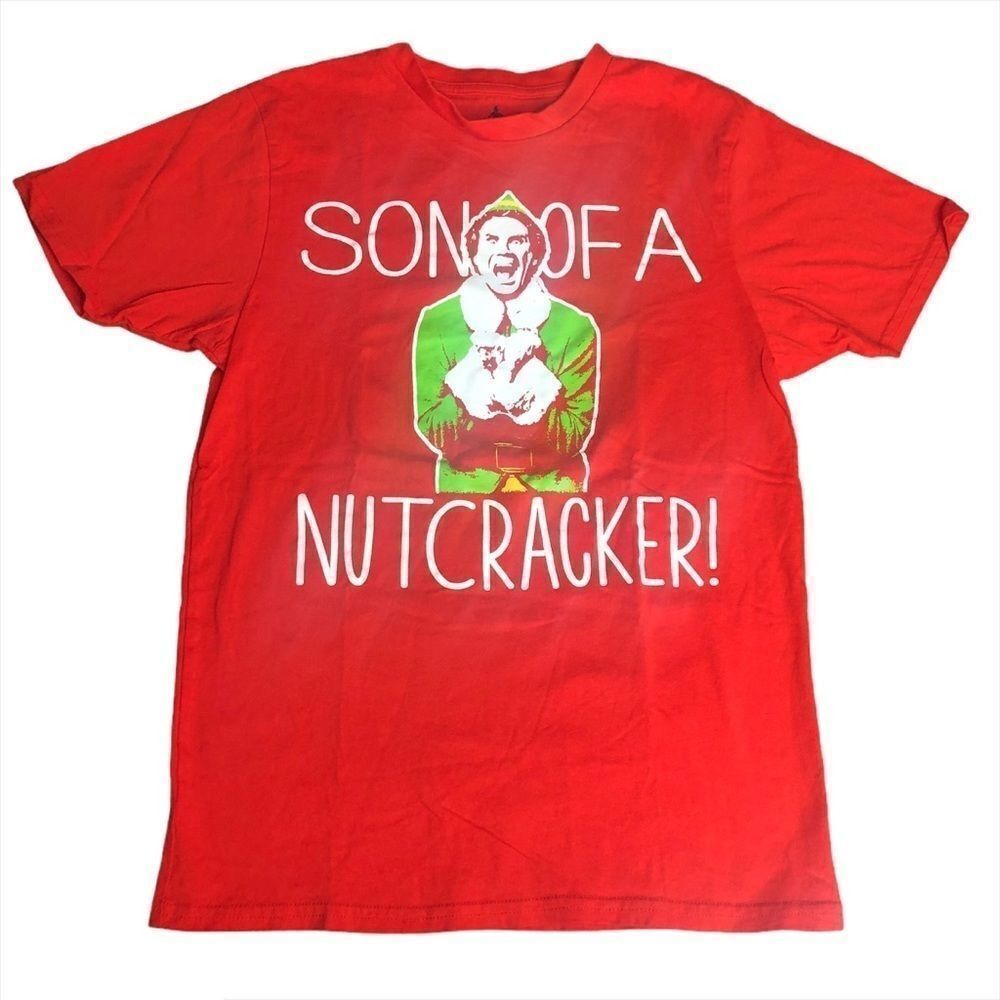 Elf “Son of a Nutcracker” Red Crewneck Tshirt Size Small Christmas Holiday